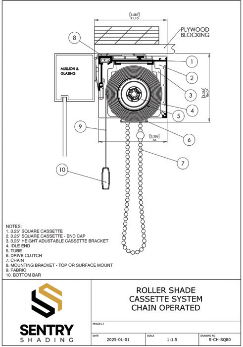 Manual Chain Operated 4 inch Cassette product detail drawing